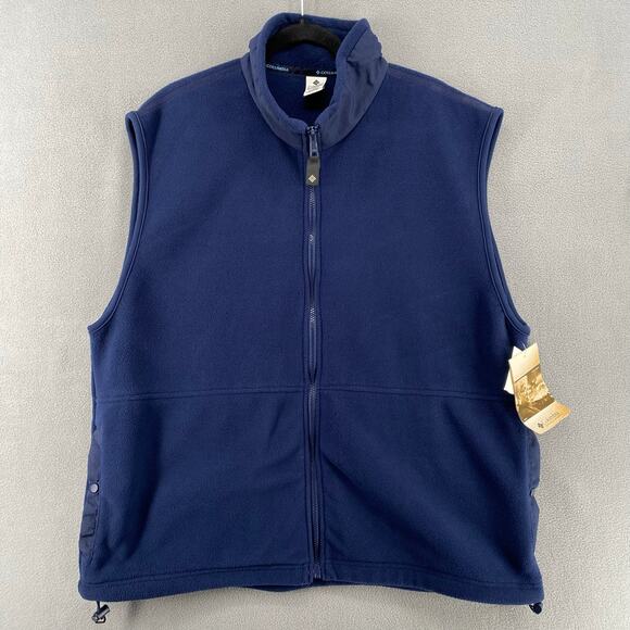 Columbia Other - Columbia Fleece Full Zip Vest Mens XL Blue Layering Outdoor Mock Neck Pockets